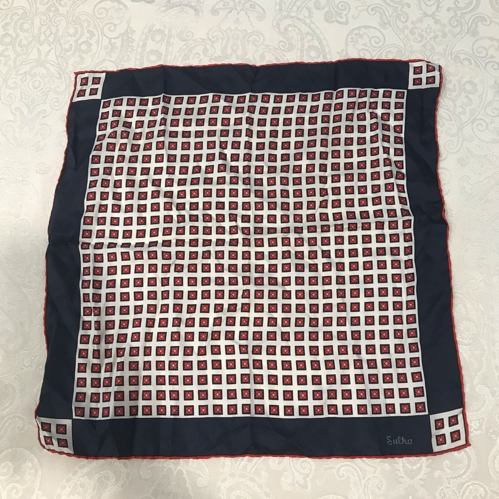 SULKA Handcraft All Silk 18” Symphony Square Scarf  Made in Italy